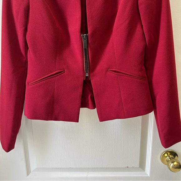 Ricki’s Blazer Cropped Slim Fit Zipper Front Ponte Knit Red Size 0 - Picture 5 of 16